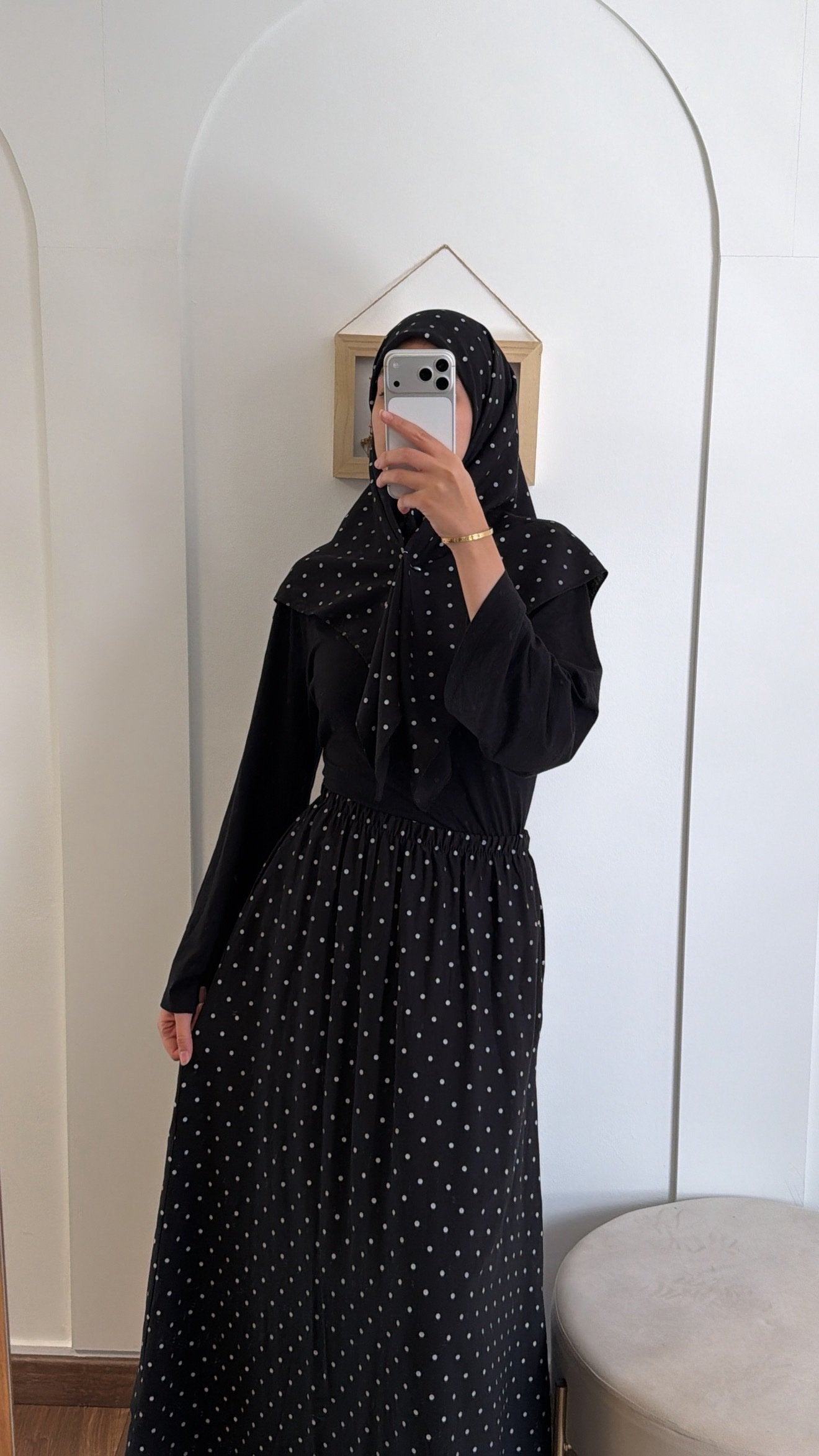 Jupe + Hijab à pois - Noir image