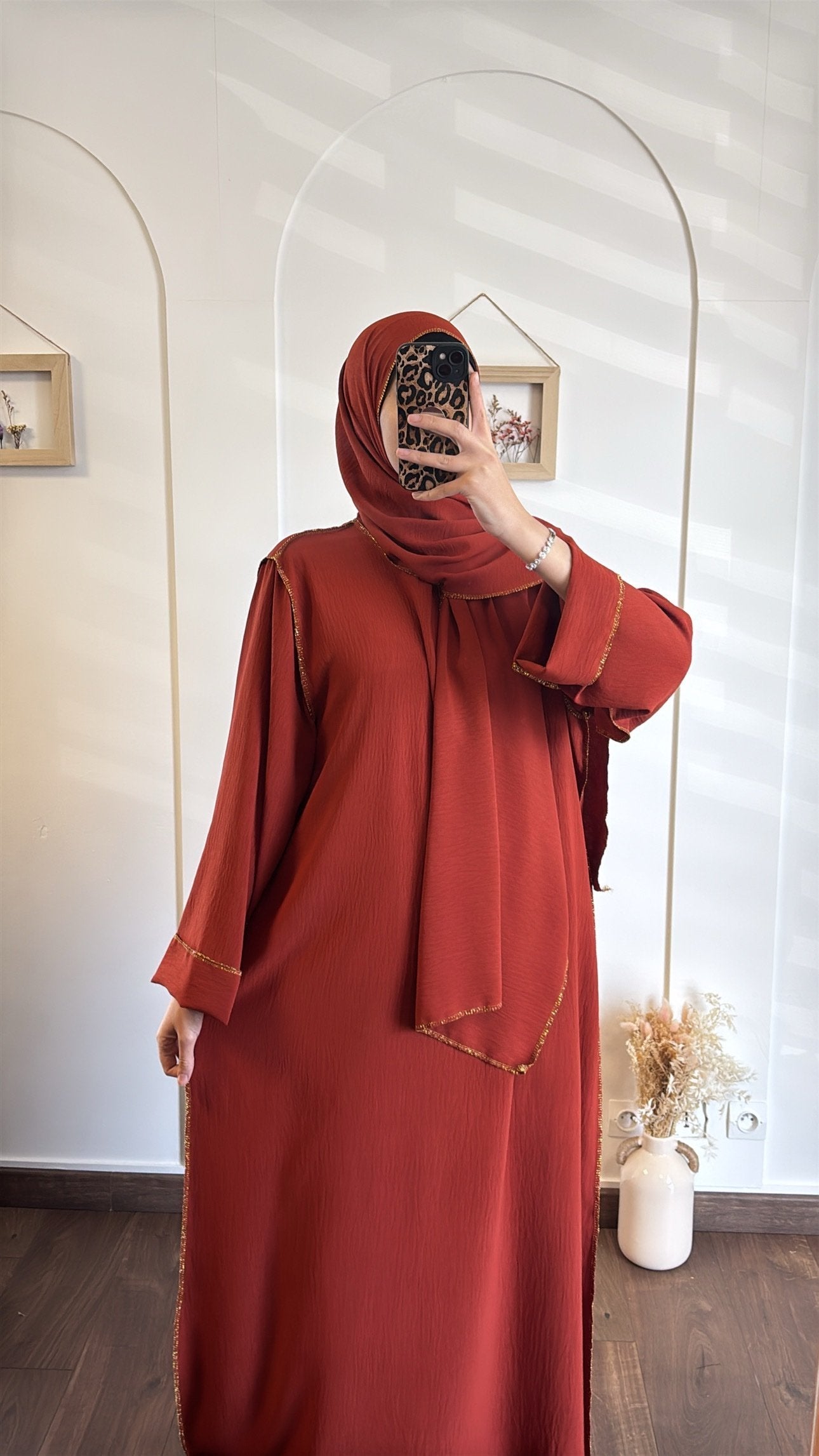 Abaya voile intégré en jazz - Oranger image