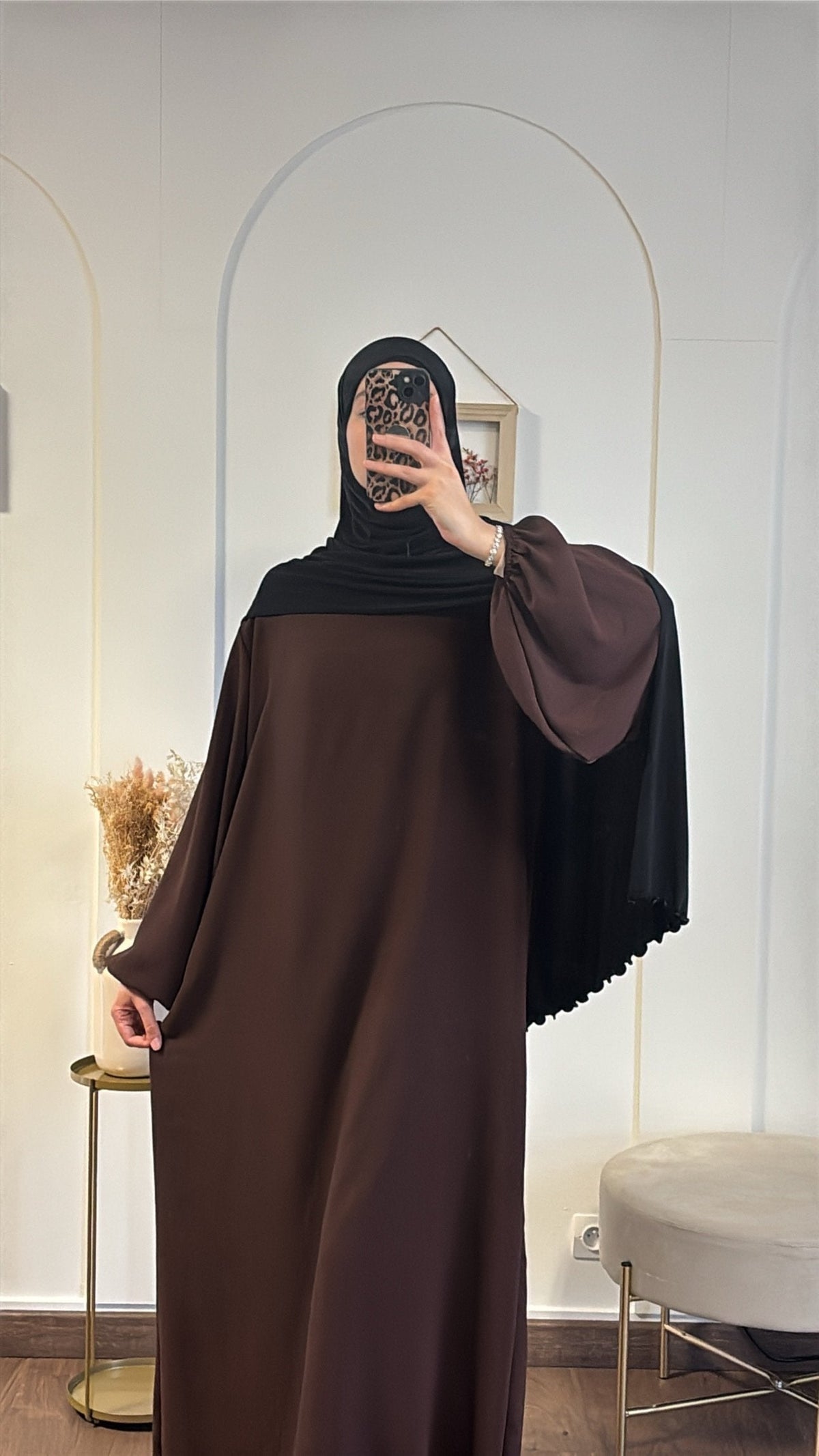 Abaya Nour jazz - Marron chocolat image
