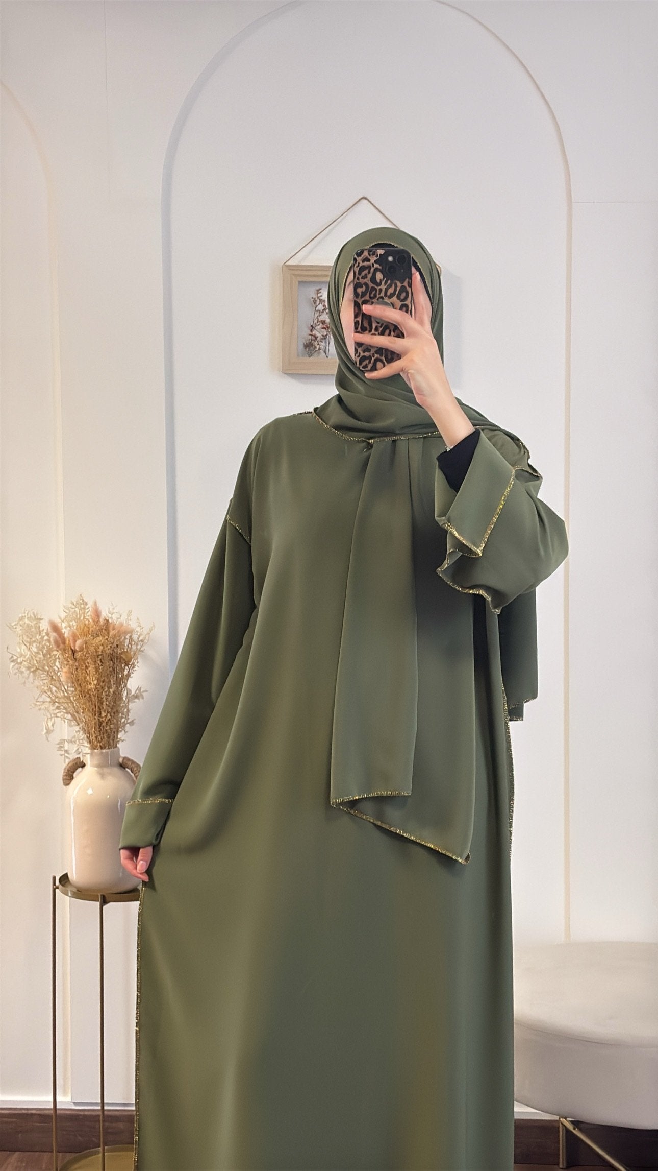 Abaya voile Intégré sdm - kaki image