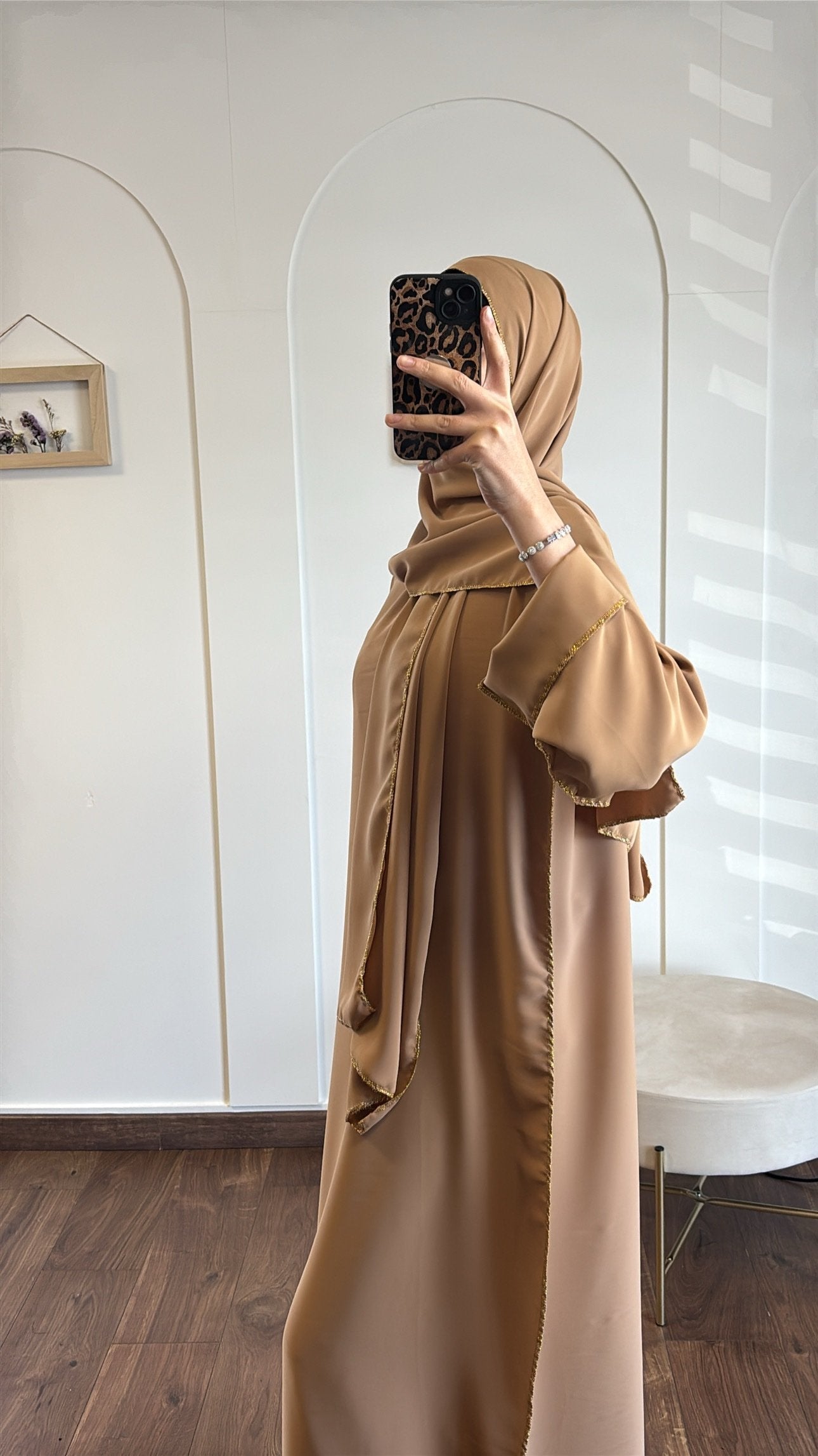 Abaya voile Intégré sdm - Cappuccino image