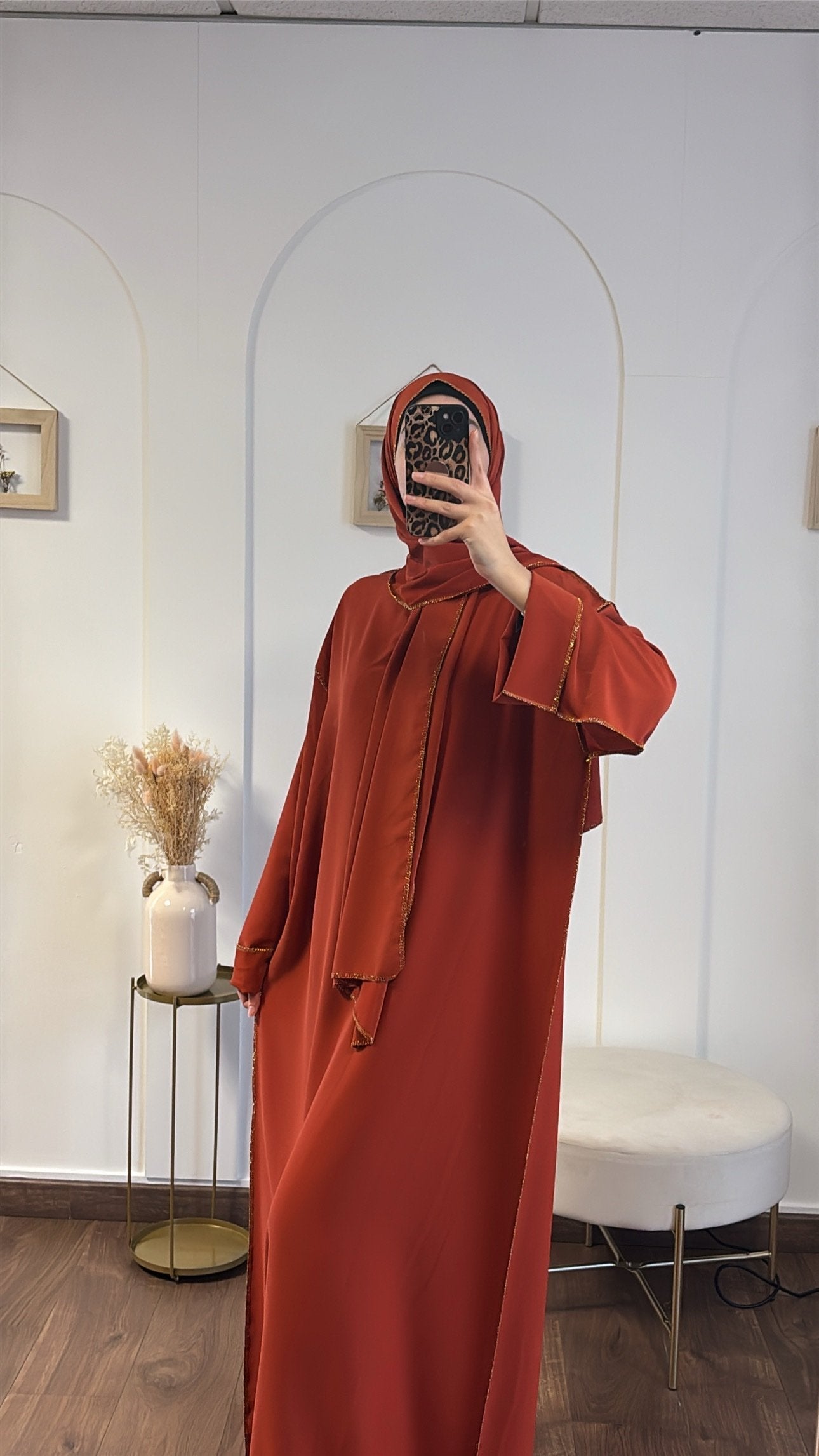 Abaya voile Intégré sdm - Terracotta image