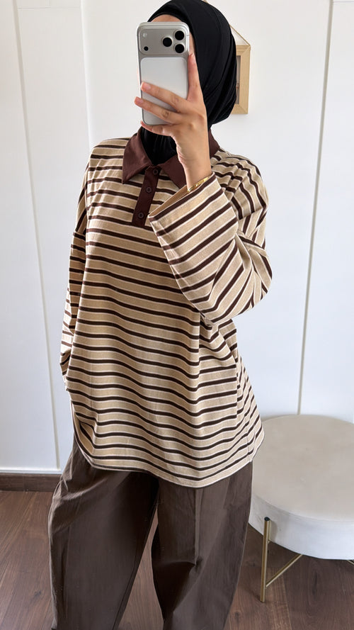 Polo oversize rayé