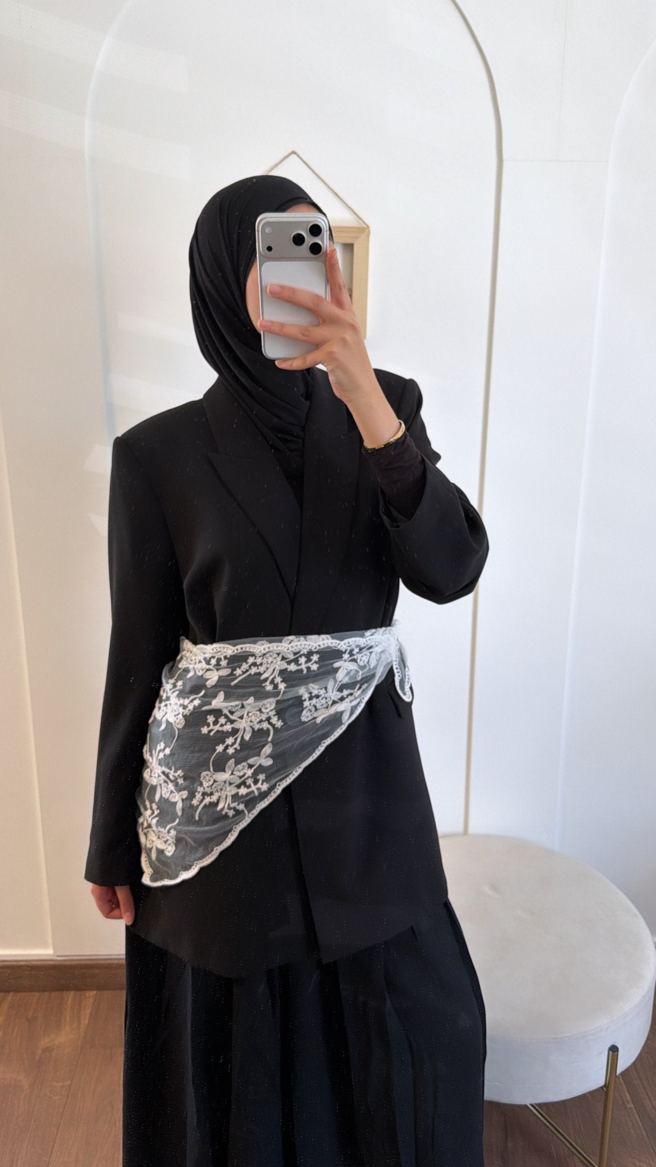 Foulard en dentelle - Blanc image