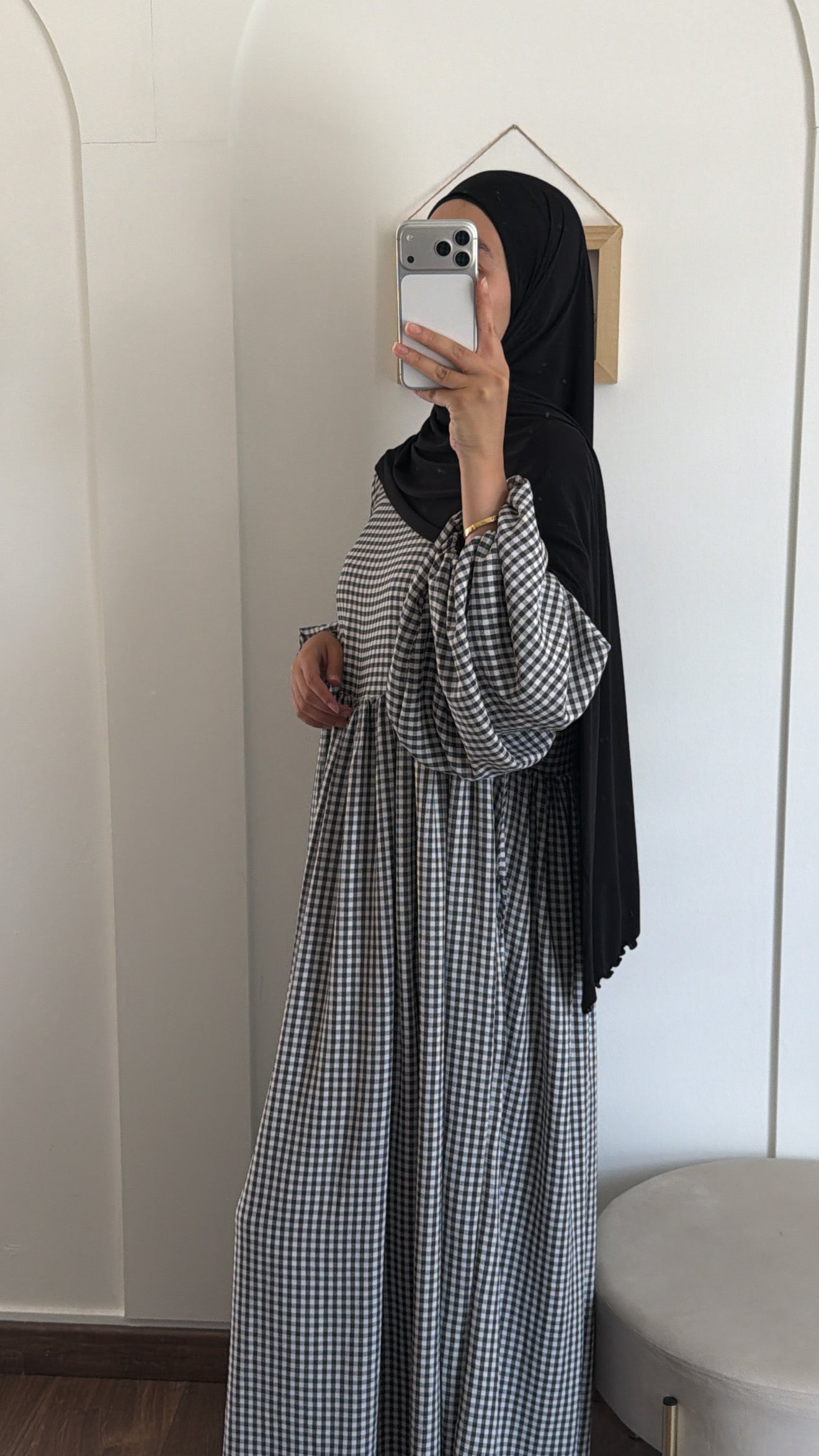 Robe longue vichy