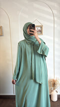 Abaya voile intégré en jazz - Vert d'eau image
