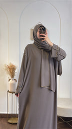 Abaya voile intégré en jazz - Taupe image