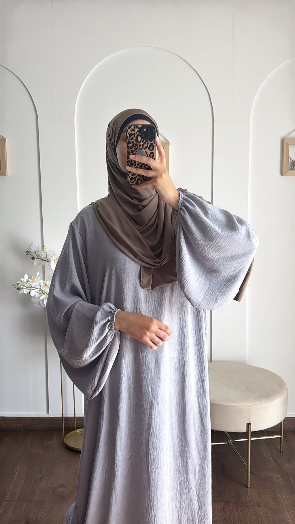 Abaya Nour jazz - Gris clair image