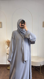 Abaya voile intégré en jazz - Gris clair image