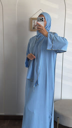 Abaya voile intégré en jazz - Bleu ciel image